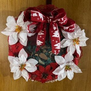 Vintage Festive Red and White Holiday Wreath